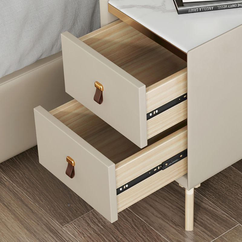 引き出し付きのモダンなベッドナイトスタンドストーンアクセントテーブルナイトスタンド