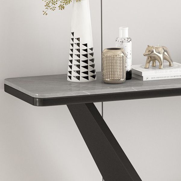 Console rettangolare contemporanea Tavolo con base di piedistallo di ferro nero per Hall