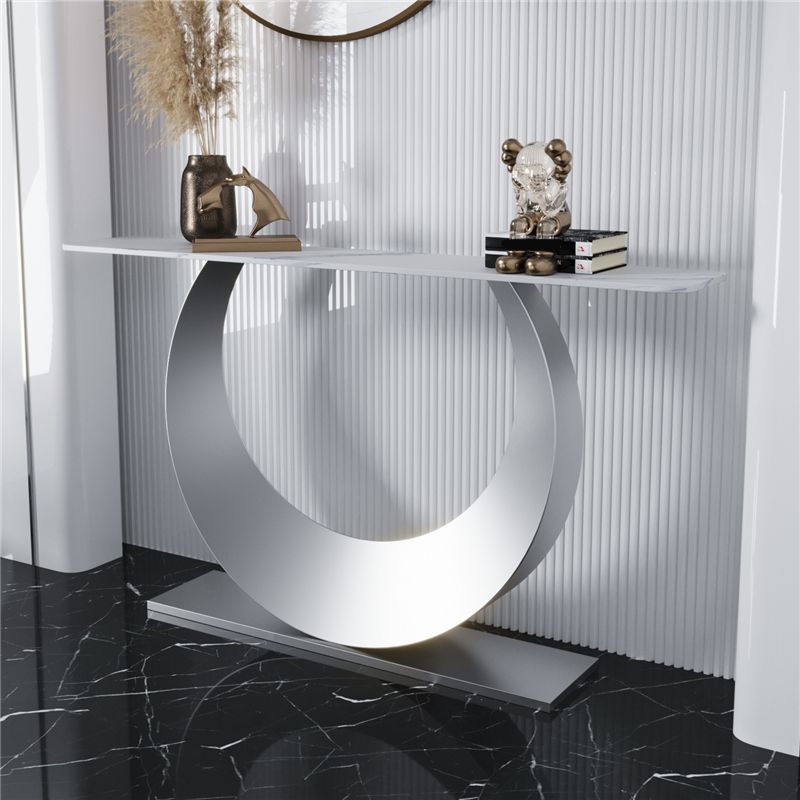 Tavolo accento top in pietra in stile glam per la tabella della console di sala 31,5 "di altezza