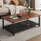 4 Legs Rectangular Coffee Table Contemporary Shelf Included Cocktail Table