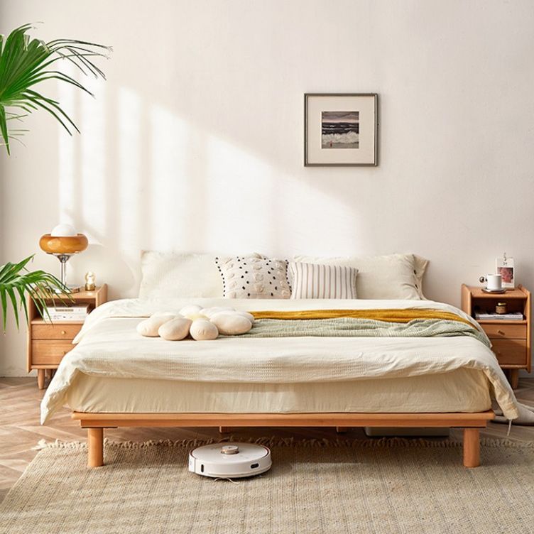 Solid Wood Platform Bed Scandinavian Low Profile Bed Frame in Brown Clearhalo 'Bedroom Furniture' 'Beds' 'furn' 'furn_beds' 'Furniture' 1200x1200_a728079d-b53f-4489-bc48-285a556265a5