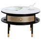 17.7" H Round Slate Coffee Table 4 Legs Cocktail Table with 2 Drawers Clearhalo 'Coffee & Accent Tables' 'Coffee Tables' 'coffee_tables' 'furn' 'furn_coffee_tables' 'Furniture' 'Living Room Furniture' 1200x1200_a7288af1-8b46-421b-99b3-fa18725bcb5f