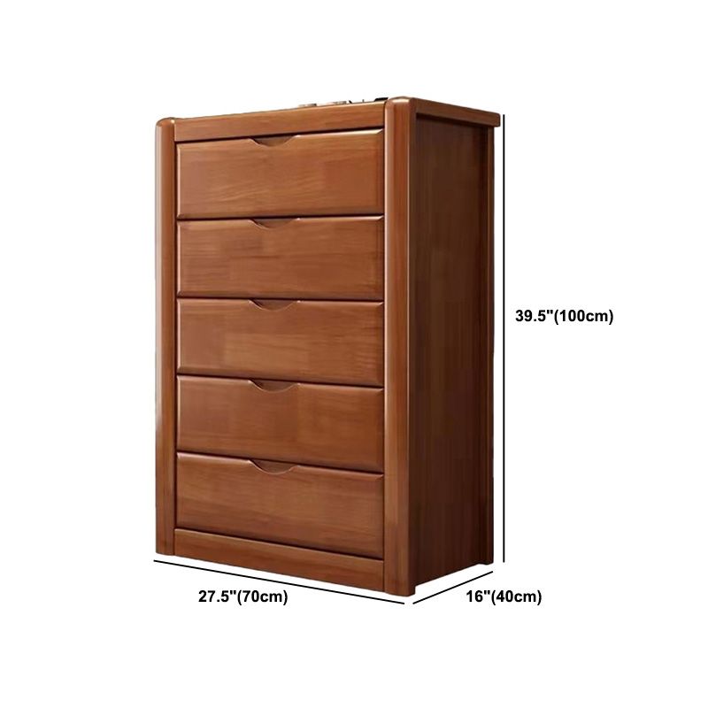 Modern 15,74 "Wide Accent Chest Brown Rubberwood -borst met laden