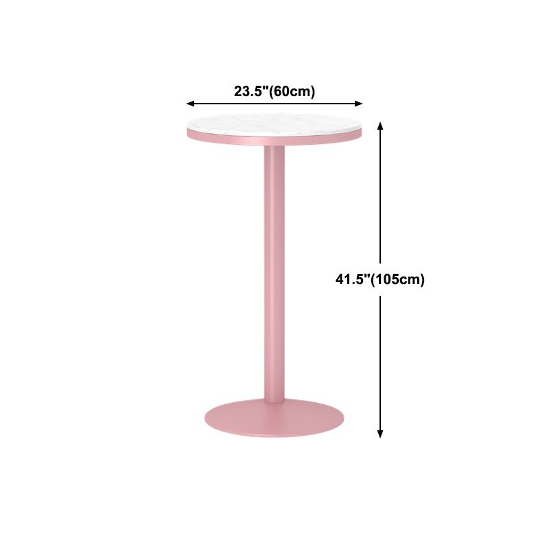 Industrial Style Pink Bar Table Marble White 23.6"W Top Indoor Bistro Table Clearhalo 'Bar Furniture' 'Bar Tables' 'bar_tables' 'furn' 'furn_bar_tables' 'Furniture' 'furniture_bar_tables' 'Kitchen & Dining Furniture' 'kitchen&dining_furn' 'kitchen' 1200x1200_a72d26df-5f9a-4bea-b3c6-35ee13fdbc44