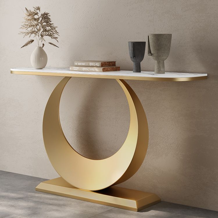 Modern Console Table Stone Half Moon End Table , 11.81-inch Wide