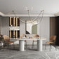 Oval Modern Dining Table Stone Top Metal Double Pedestal Dining Room Table Clearhalo 'Dining Tables & Seating' 'Dining Tables' 'dining_table' 'furn' 'furn_dining_table' 'Furniture' 'furniture_dining_table' 'Kitchen & Dining Furniture' 'kitchen' 'kitchen_dining_table' 1200x1200_a72fb5d3-29db-459a-9ef2-e79b6f21db1a