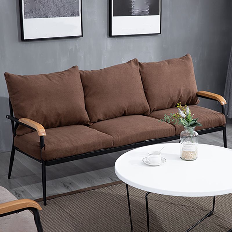 Black Classic Industrial Cushions Cotton Blend Sofa 25.6"High Square Arm Sofa Clearhalo 'furn' 'furn_sofas' 'Furniture' 'furniture_sofas' 'kitchen' 'kitchen_sofas' 'Living Room Furniture' 'Sofa' 'sofas' 1200x1200_a7307277-6980-46a7-aec8-3e84846888df