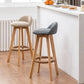 Modern Solid Wood base Bar Stool Upholstered Footrest Bar Stool