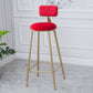 Scandinavian Footrest Bar Stools Fabric Round Seat Barstool with 4 Gold Iron Legs Clearhalo 'Bar Furniture' 'Bar Stools' 'bar_stools' 'furn' 'furn_bar_stools' 'Furniture' 'Kitchen & Dining Furniture' 1200x1200_a73138d7-d09a-4e03-a7e6-24c83ace6d92