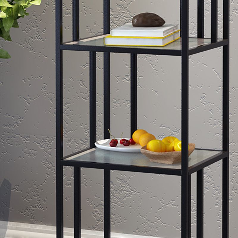Industrial Vertical Open Etagere Bookshelf Iron Frame Glass Shelf Bookshelf Clearhalo 'Bookcases' 'furn' 'furn_bookcases' 'Furniture' 'furniture_bookcases' 'kitchen' 'kitchen_bookcases' 'Living Room Furniture' 'Office Furniture' 1200x1200_a7321a77-eb6d-45b4-b195-dc6a0e9e5976