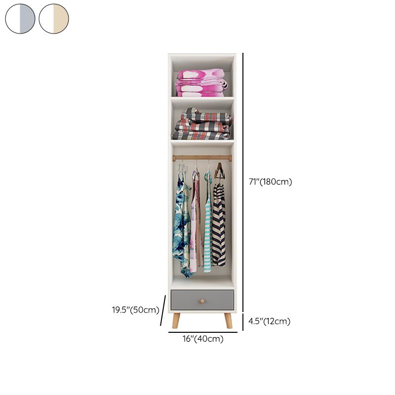 Bedroom Hinged Door Wardrobe with Wooden Legs Modern Cabinet with Clothes Rail Clearhalo 'Armoires & Wardrobes' 'armoires_wardrobes' 'Bedroom Furniture' 'furn' 'furn_armoires_wardrobes' 'Furniture' 1200x1200_a7327dd1-f6e7-40cf-b626-51ebfe83521e
