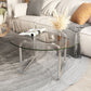Contemporary Round Glass Top Coffee Table with Steel Sled Legs Clearhalo 'Coffee & Accent Tables' 'Coffee Tables' 'coffee_tables' 'furn' 'furn_coffee_tables' 'Furniture' 'Living Room Furniture' 1200x1200_a732924e-20b1-481a-a501-4239524084b3