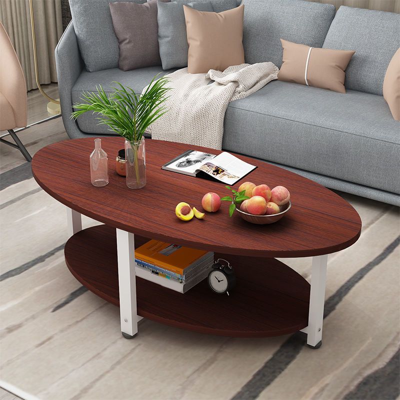Solid Wood 4 Legs Coffee Table Modern Oval Coffee Table with Storage Clearhalo 'Coffee & Accent Tables' 'Coffee Tables' 'coffee_tables' 'furn' 'furn_coffee_tables' 'Furniture' 'Living Room Furniture' 1200x1200_a73305c7-8769-4eb7-b812-1e7df149c596