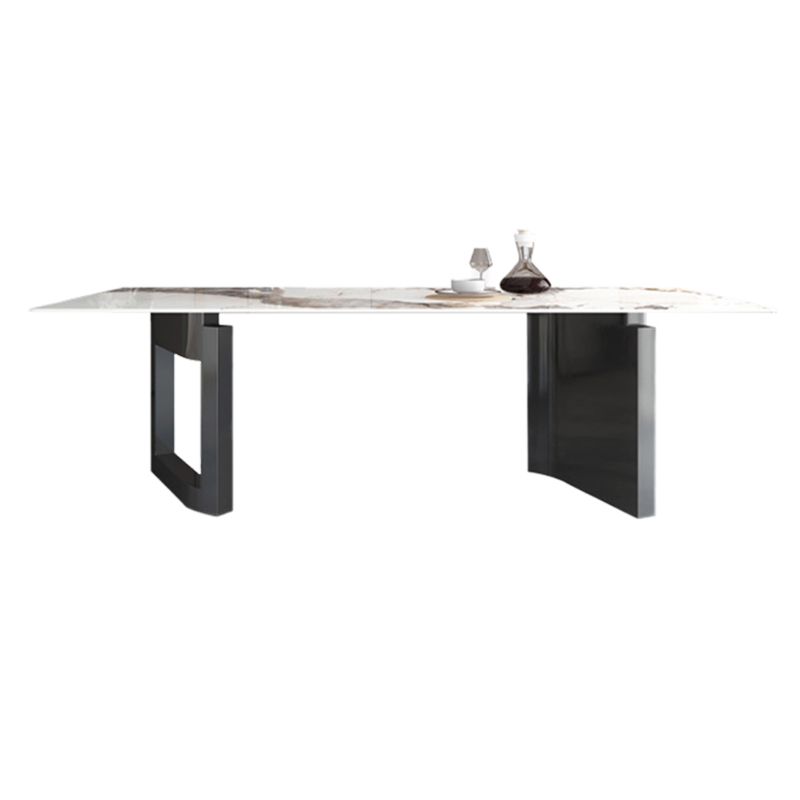 Modern Dining Sintered Stone Table Rectangle Table with Metal Legs for Home