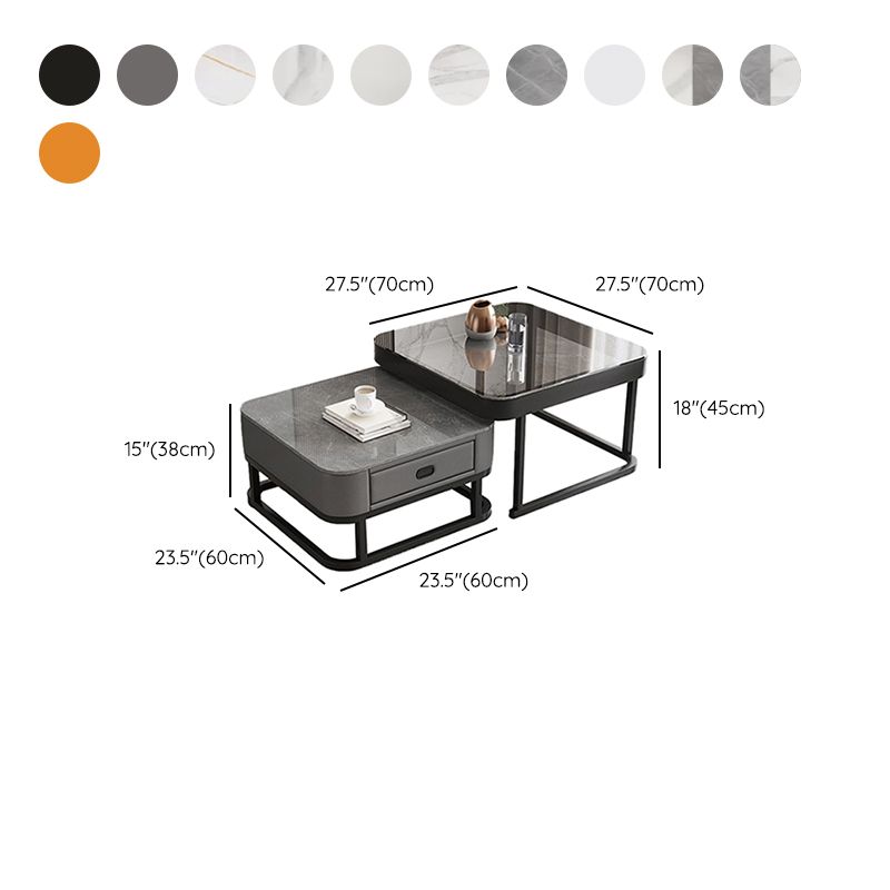 Ensemble de table basse carrée Frame Ensemble de table basse gigogne Glam avec tiroir