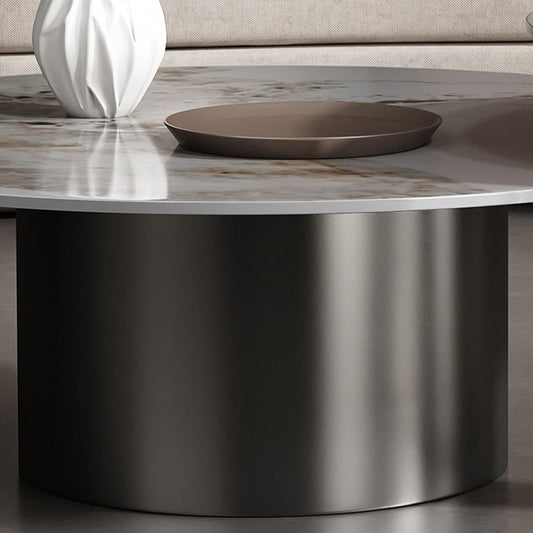 Tavolino rotondo in stile glam con base di piedistallo in acciaio