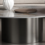 Tavolino rotondo in stile glam con base di piedistallo in acciaio