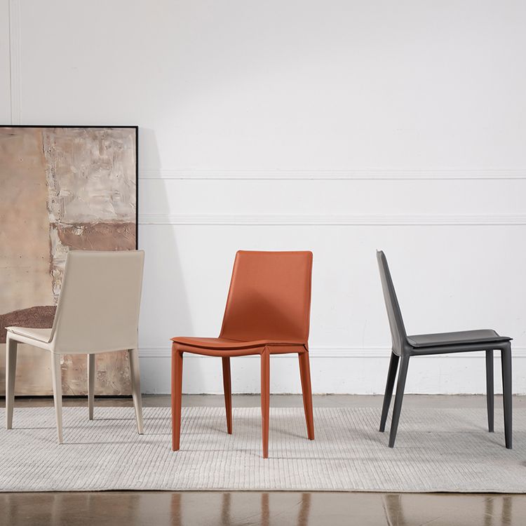 Comedor silla de comedor sin brazo de cuero falso para casa parsons