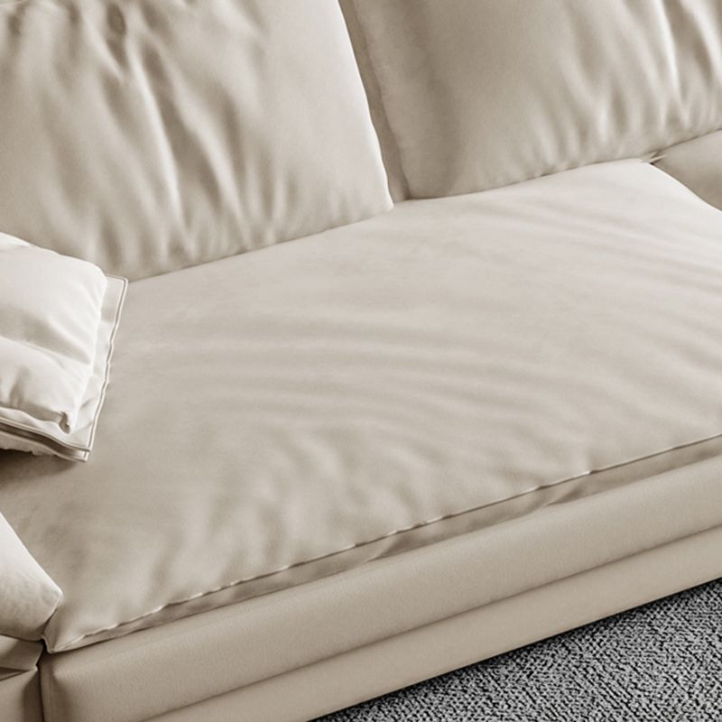 Scandinavian Cream Cushion Back Stain-Resistant Faux Leather Sofa Clearhalo 'furn' 'furn_sectionals' 'Furniture' 'Living Room Furniture' 'Sectionals' 1200x1200_a735193b-3982-4ca9-bd59-36163e56d33e