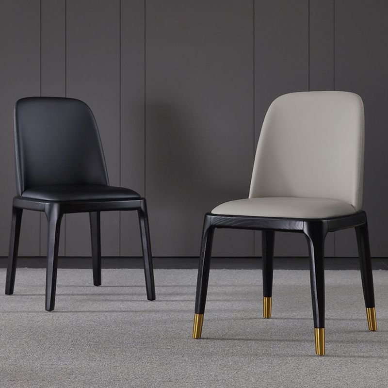 Leather Industrial Restaurant Side Chair Parsons Gray Dining Chair with Black Legs Clearhalo ' kitchen&dining_furn' 'Dining Chairs' 'Dining Tables & Seating' 'dining_chair' 'furn' 'furn_dining_chair' 'Furniture' 'furniture_dining_chair' 'Kitchen & Dining Furniture' 'kitchen' 1200x1200_a7352546-50be-4bf4-b60a-2ab7be47d9a4