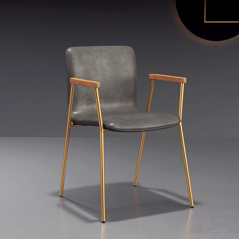 Industrial Metal Chair Dining Room Faux Leather Upholstered Arm Chair Clearhalo 'Dining Chairs' 'Dining Tables & Seating' 'dining_chair' 'furn' 'furn_dining_chair' 'Furniture' 'Kitchen & Dining Furniture' 1200x1200_a7356c59-ac31-419d-b43d-2551ddcab43d