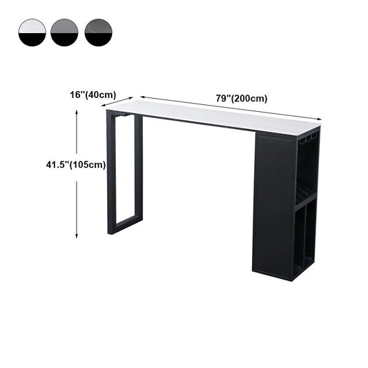 Marble Table with Rectangle Table Top Black Double Pedestal Table- 41.3" H Clearhalo 'Bar Furniture' 'Bar Tables' 'bar_tables' 'furn' 'furn_bar_tables' 'Furniture' 'furniture_bar_tables' 'Kitchen & Dining Furniture' 'kitchen&dining_furn' 'kitchen' 1200x1200_a735a754-532f-4c37-8489-ed80341229a0