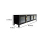 Black TV Media Console Industrial Metal and Glass TV Stand Console