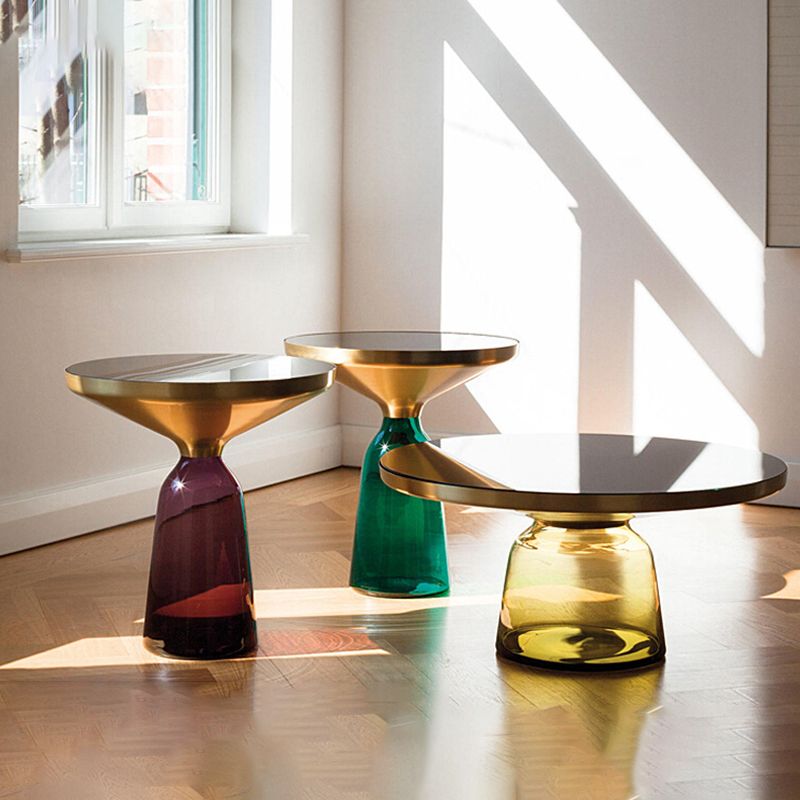 Modern Style Cocktail Table Black Table with Glass Base Round Coffee Table Clearhalo 'Coffee & Accent Tables' 'End & Side Tables' 'end_side_tables' 'furn' 'furn_end_side_tables' 'Furniture' 'Living Room Furniture' 1200x1200_a737b593-5dee-4e68-a12a-59bbff4e614f