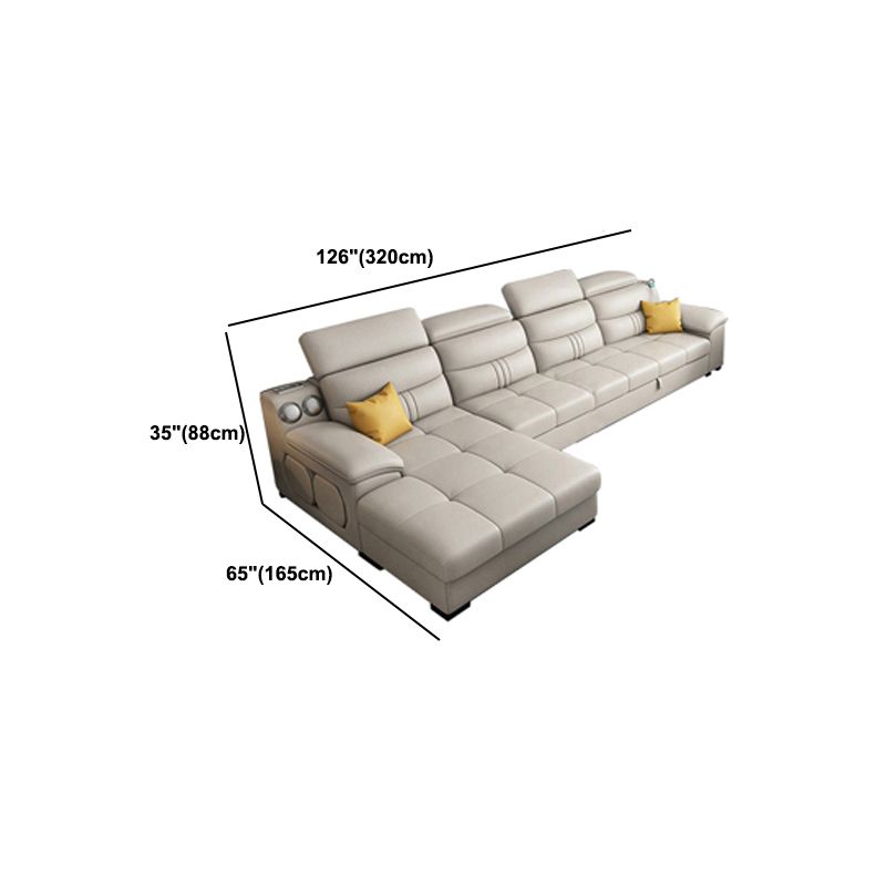 Modern Faux Leather Sofa & Chaise 34.6" H Biscuit Back Sofa with Storage Clearhalo 'furn' 'furn_sectionals' 'Furniture' 'Living Room Furniture' 'Sectionals' 1200x1200_a7389ba6-2bf9-4c7e-9721-835f6171edca