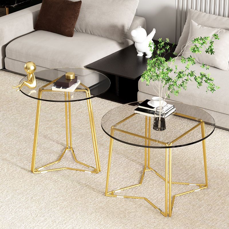 Frame Nesting Coffee Table Set Modern Round Glass Coffee Table