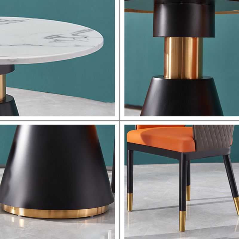 Metal Traditional Luxury Round Table Pedestal Dining Table for Dining Room Clearhalo 'Dining Tables & Seating' 'Dining Tables' 'dining_table' 'furn' 'furn_dining_table' 'Furniture' 'Kitchen & Dining Furniture' 1200x1200_a73945bf-a137-4005-bafa-b8da3b642127