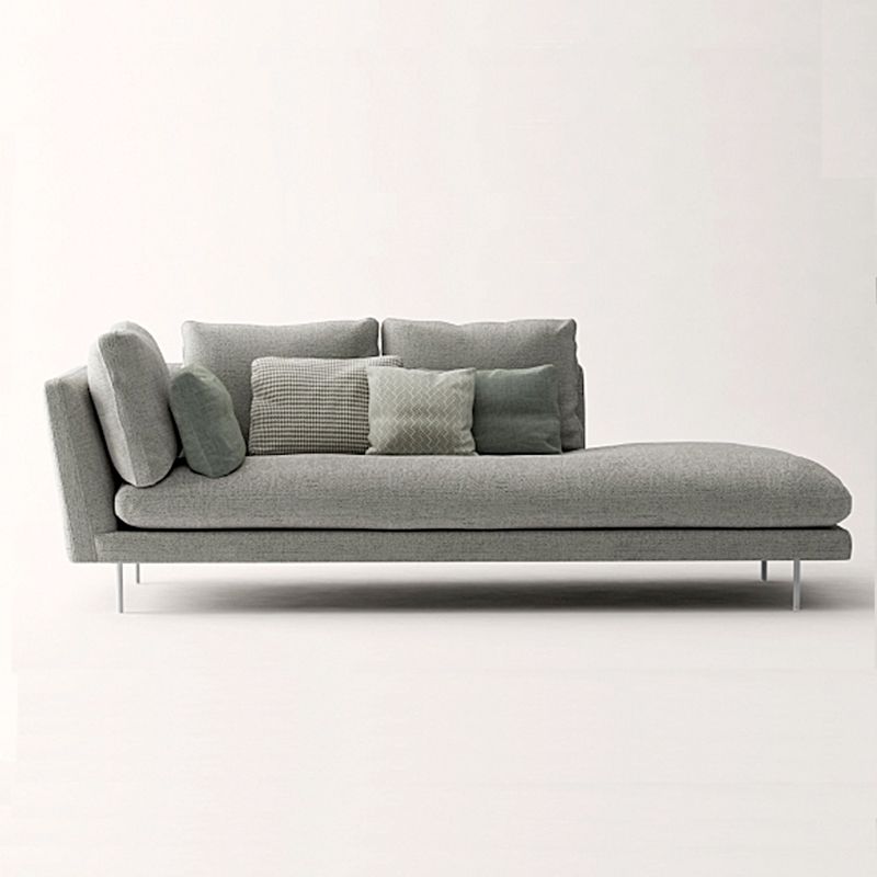 Contemporary Upholstered Cotton Blend Flared Arm Chaise Lounge in Gray Clearhalo 'Chairs & Seating' 'Chaise Lounge' 'chaise_lounge' 'furn' 'furn_chaise_lounge' 'Furniture' 'Living Room Furniture' 1200x1200_a7398daf-805a-442d-849d-c9ec343ad72f