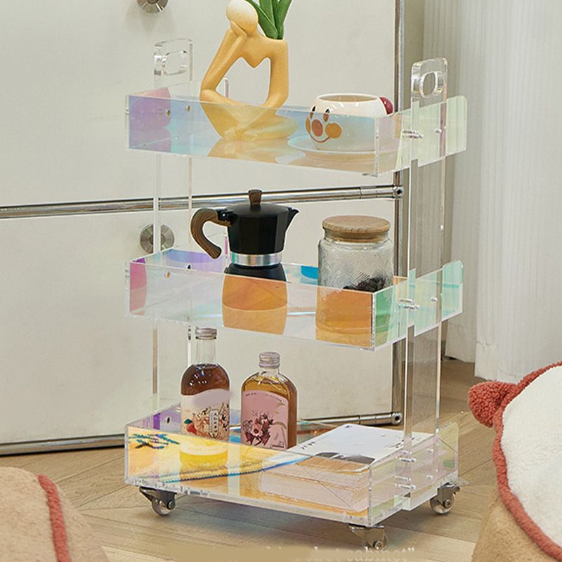 Modern Acrylic Rectangular End Table Double Tier Corner Table with Storage Clearhalo 'Coffee & Accent Tables' 'End & Side Tables' 'end_side_tables' 'furn' 'furn_end_side_tables' 'Furniture' 'Living Room Furniture' 1200x1200_a739bfbe-b723-404d-aaf1-d278c7f2963a