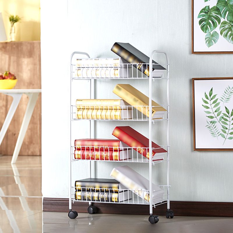 Contemporary Style Metal Geometric Bookcase Open Back Bookcase with Wheels Clearhalo 'Bookcases' 'furn' 'furn_bookcases' 'Furniture' 'furniture_bookcases' 'kitchen' 'kitchen_bookcases' 'Living Room Furniture' 'Office Furniture' 1200x1200_a73a8d95-1c09-410c-b824-3b2fb25d6720