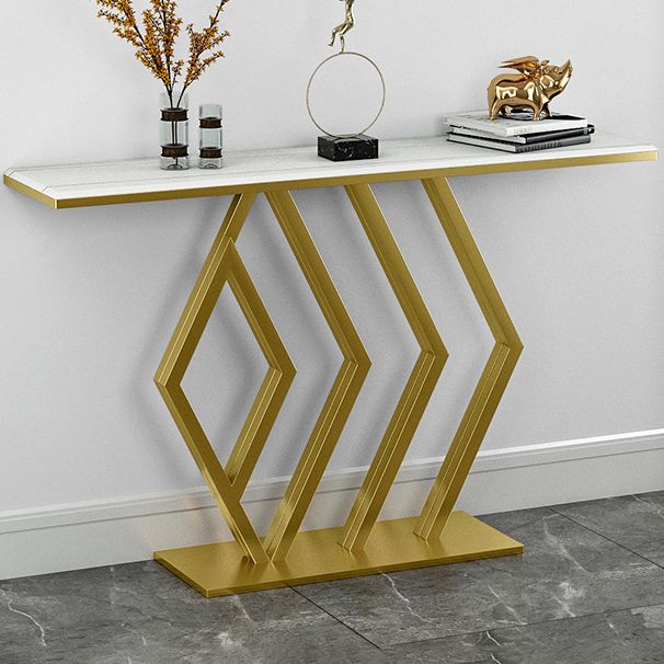 Contemporary Stone Console Sofa Table Rectangle Iron End Table for Hall Clearhalo 'Console Tables' 'console_tables' 'Entry & Mudroom Furniture' 'furn' 'furn_console_tables' 'Furniture' 1200x1200_a73acdb9-7c9a-478e-b919-89edad68cebb