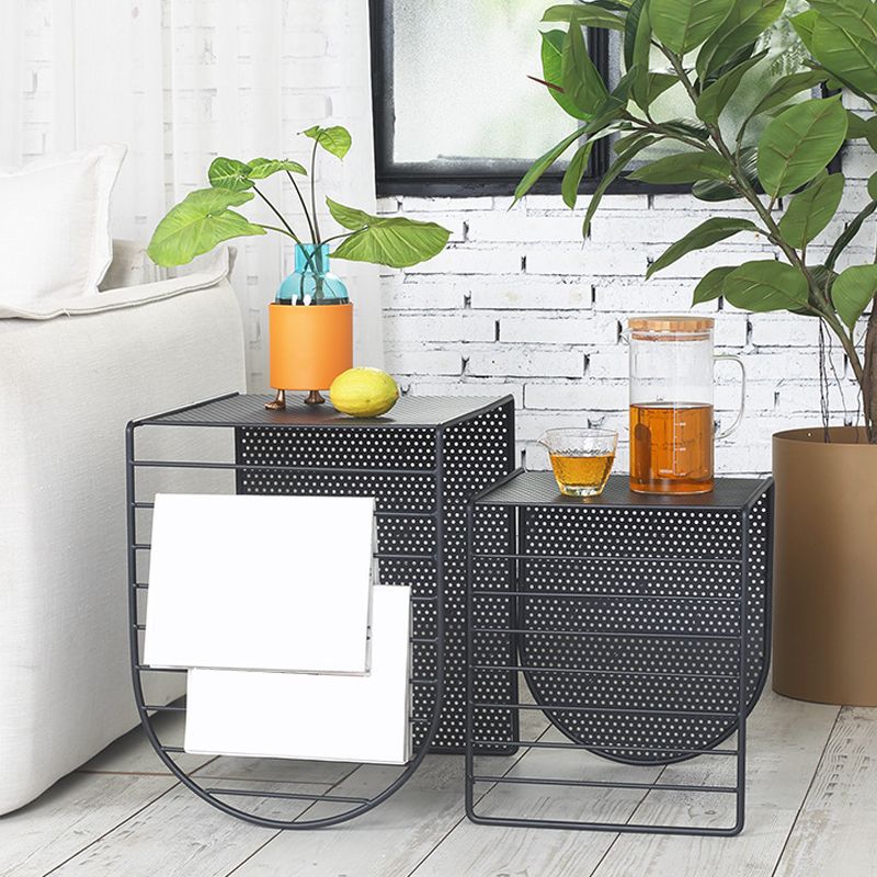 Mesa de centro rectangular Mid-Century moderna con tablero y base de hierro