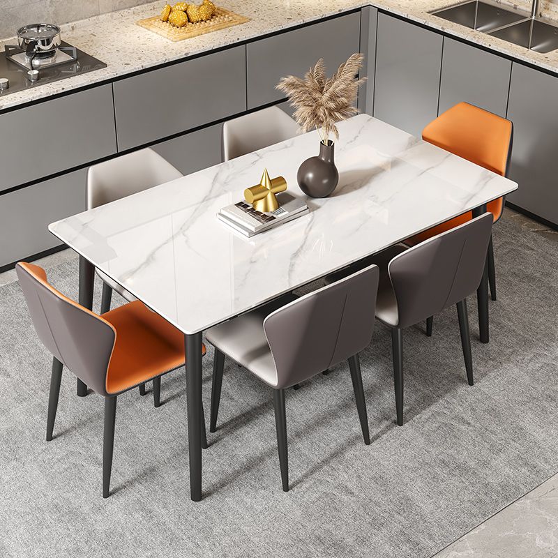 Rectangle Fixed Dining Table Industrial Sintered Stone White Home Table ...