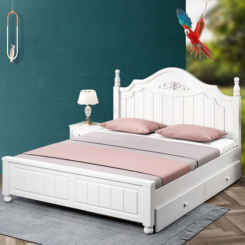 Contemporary Solid Color Slat Bed Arched Bed With Custom Wood Legs