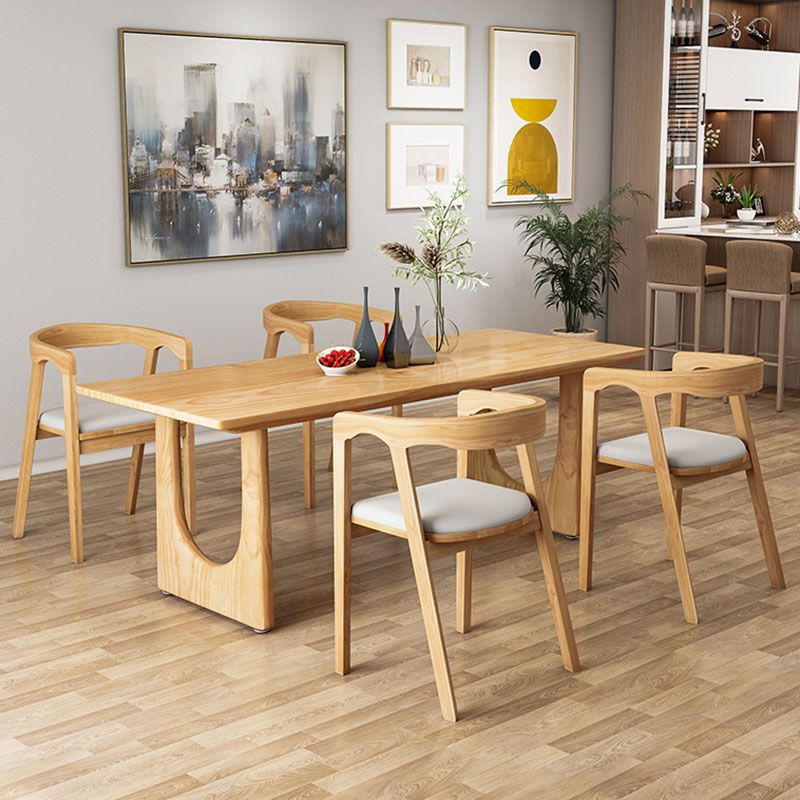 Mesa de comedor con base natural rectangular moderna de madera maciza de pino mesa de cocina para comedor