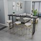 Modern Bar Table Set 1/4/7 Pieces Faux Marble Counter Table with Upholstered Stools
