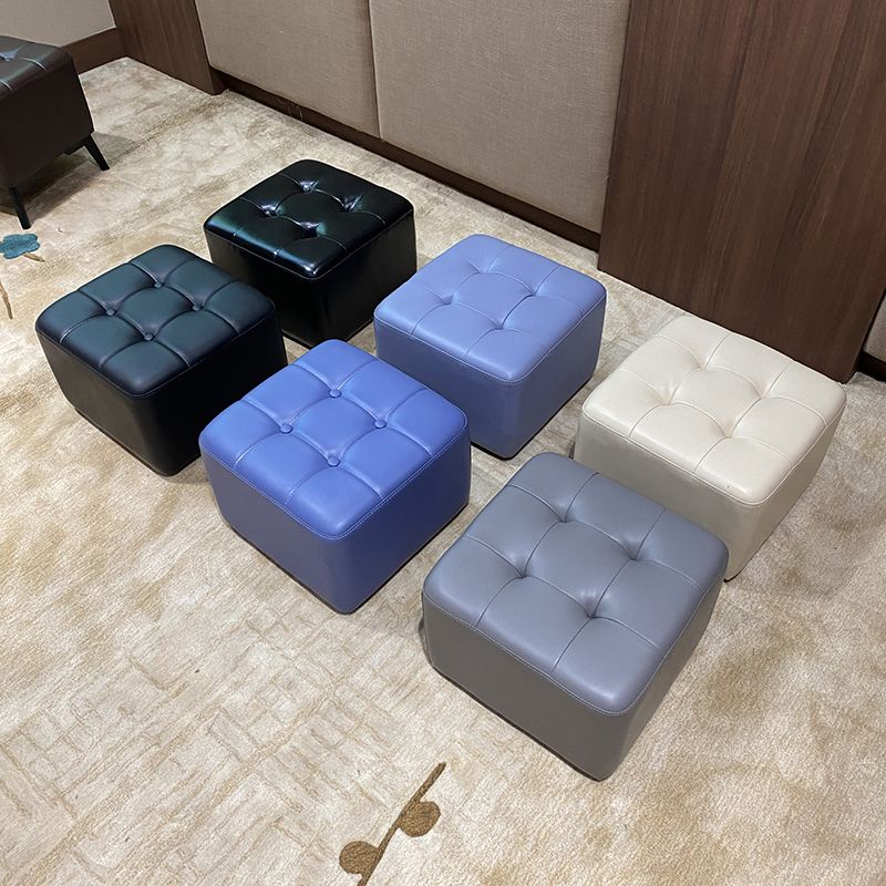 Mid-Century Modern Pouf Ottoman Genuine Leather Solid Color Tufted Square Ottoman Clearhalo 'furn' 'furn_ottomans_poufs' 'Furniture' 'Living Room Furniture' 'Ottomans & Poufs' 'ottomans_poufs' 1200x1200_a73e772c-c67e-4168-ae3d-8bb3e4dfb126