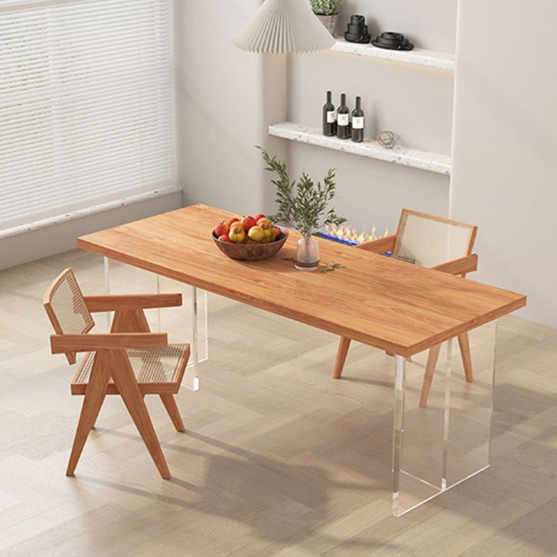 Rectangle Double Pedestal Dining Table Medieval Modern Style Wood Table for Living Room Clearhalo 'Dining Tables & Seating' 'Dining Tables' 'dining_table' 'furn' 'furn_dining_table' 'Furniture' 'Kitchen & Dining Furniture' 1200x1200_a73f0401-05f8-4480-96c1-14757871e6f3