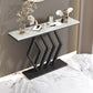 Glam Pedestal Slate Sofa Table Resistant Gold Console Table 31.5" High