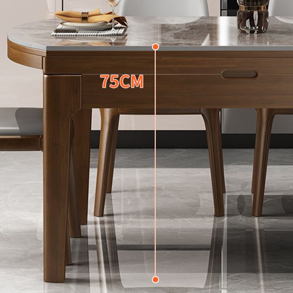 Modern Stone Foldable Dining Table Rubber Wood Base for Dining Room Clearhalo 'Dining Tables & Seating' 'Dining Tables' 'dining_table' 'furn' 'furn_dining_table' 'Furniture' 'Kitchen & Dining Furniture' 1200x1200_a7400aae-f0ba-4873-9d53-ba38670feff5