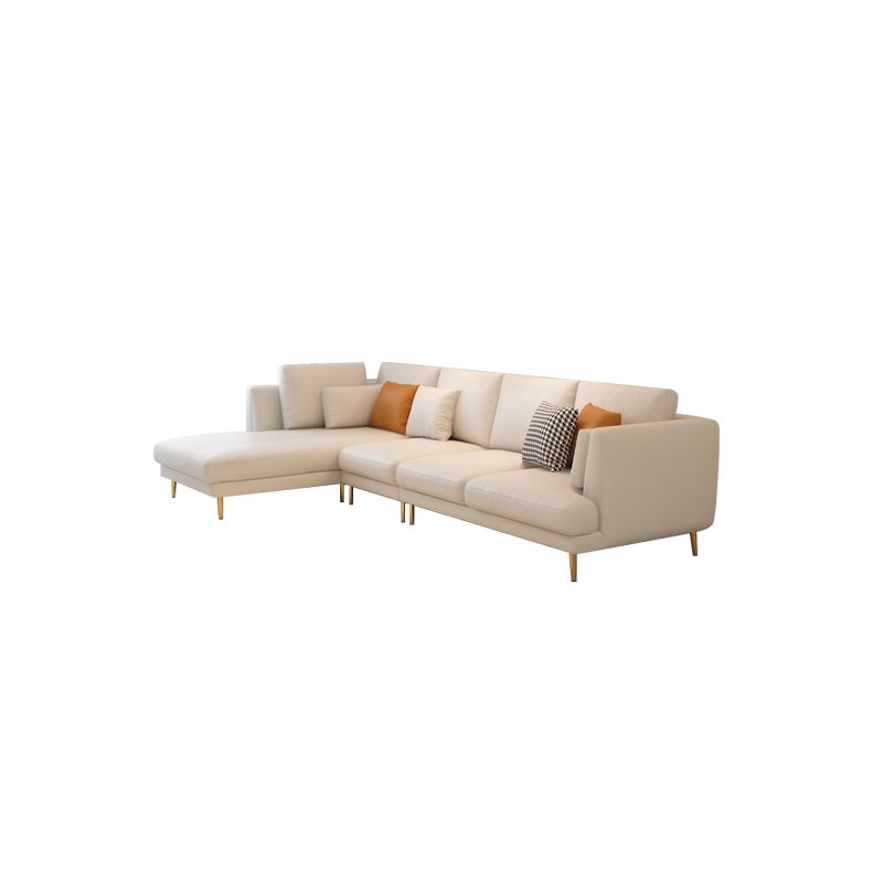 Contemporary Faux Leather Sofa Recessed Arm Furniture Sectionals in Beige