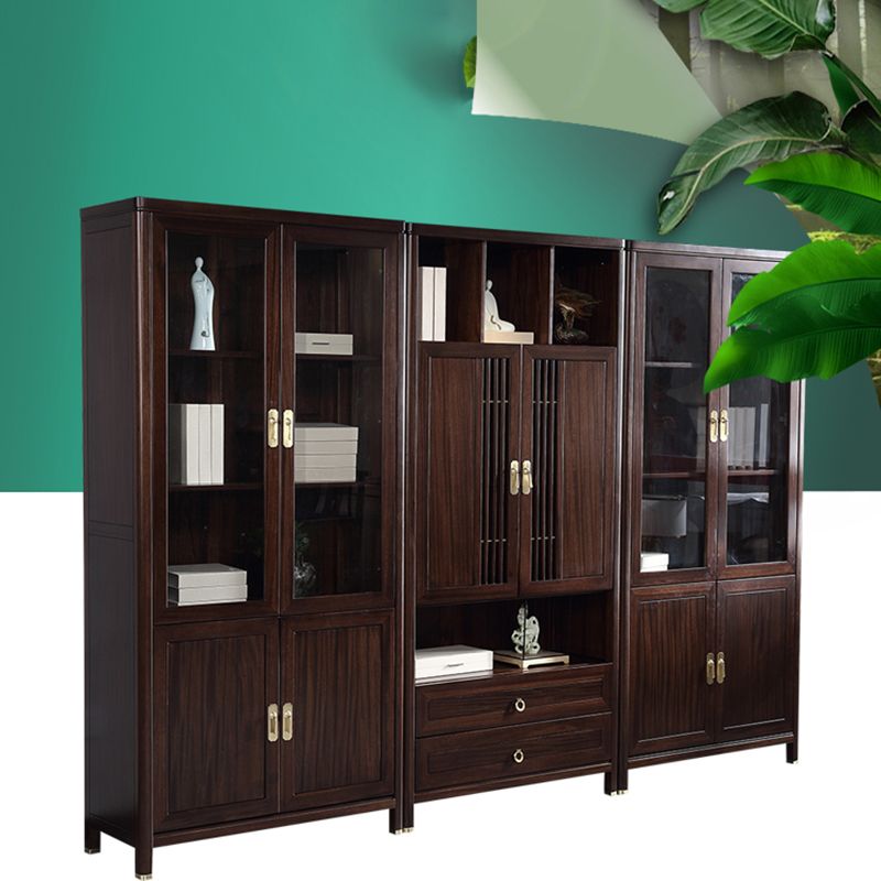 Closed Back Wood Bookshelf Contemporary Bookcase with Cabinets Clearhalo 'Bookcases' 'furn' 'furn_bookcases' 'Furniture' 'Office Furniture' 1200x1200_a7416ae4-0c75-4b26-a523-67d718f23550
