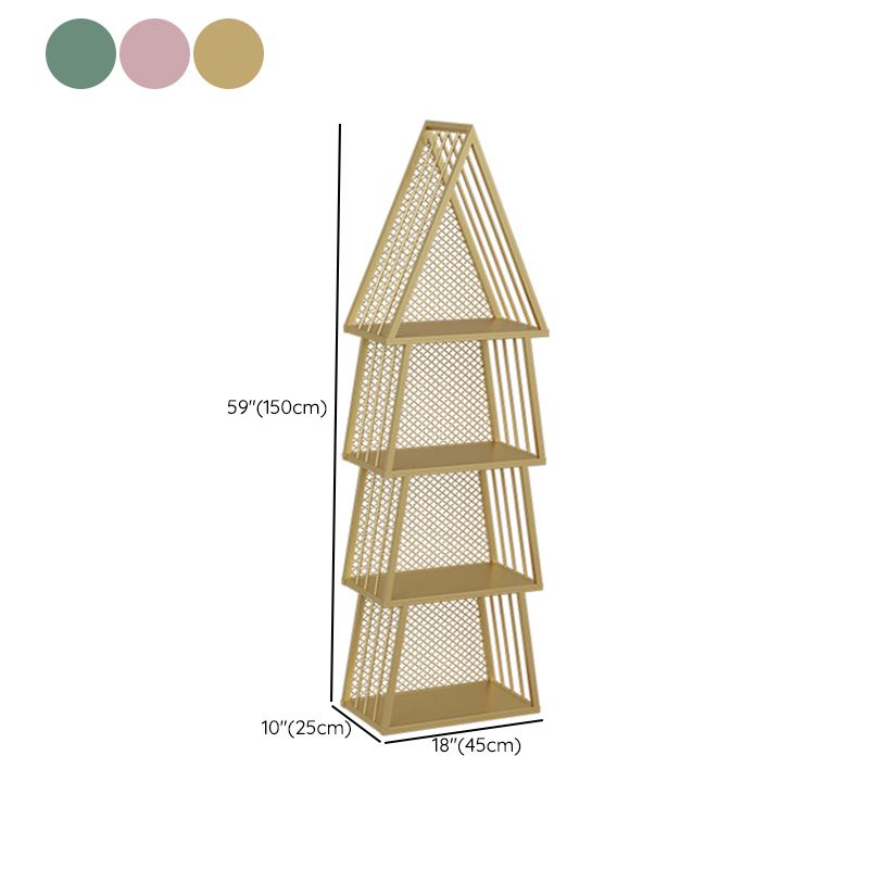 Scandinavian Antique Finish Shelf Bookcase Metal Geometric Bookshelf with Shelves