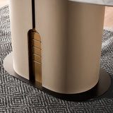 Modern Oval Marble Top Dining Table with Solid Wood Pedestal Base Clearhalo 'Dining Tables & Seating' 'Dining Tables' 'dining_table' 'furn' 'furn_dining_table' 'Furniture' 'Kitchen & Dining Furniture' 1200x1200_a7488ea1-eb71-4d39-9307-b534af72cabf