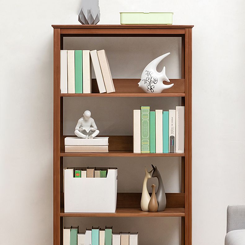 Modern Brown Vertical Book Shelf Bamboo Etagere Open Plank voor thuis