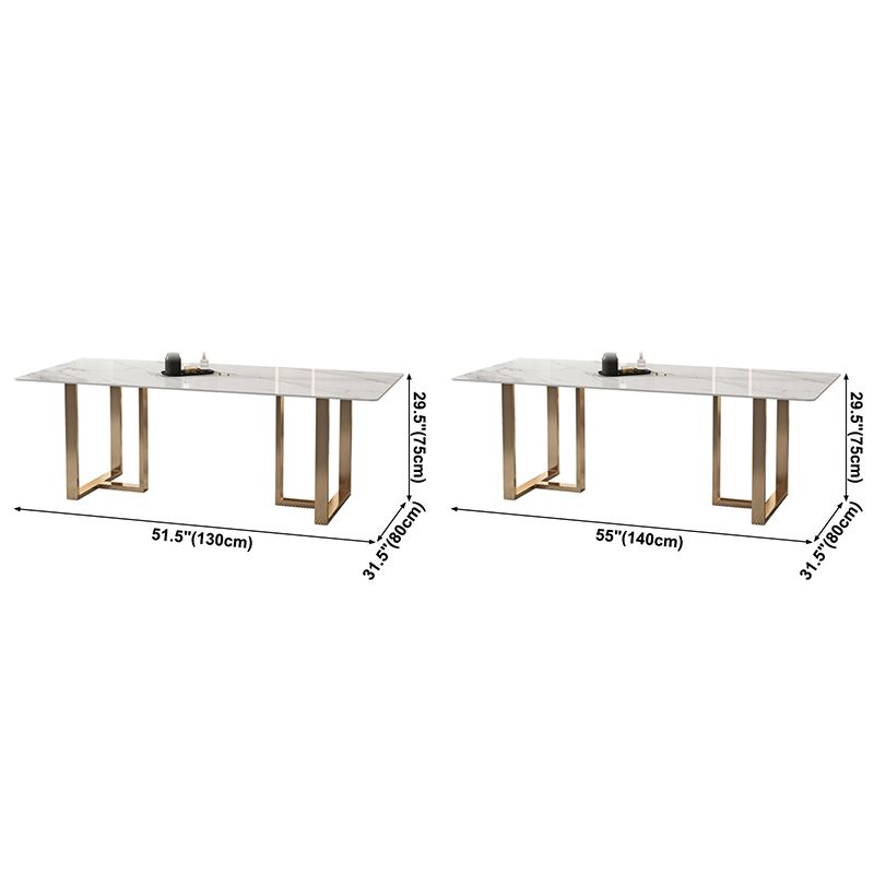 Glam Sintered Stone White Dining Table Rectangle Kitchen Dining Table for Kitchen Clearhalo ' dining_table' 'Dining Tables & Seating' 'Dining Tables' 'furn' 'furn_dining_table' 'Furniture' 'furniture_dining_table' 'Kitchen & Dining Furniture' 'kitchen&dining_furn' 'kitchen' 'kitchen_dining_table' 1200x1200_a748fd2f-fa5b-435a-9b9d-059093564c60